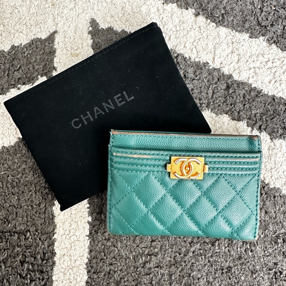 Vintage green Chanel wallet cardholder